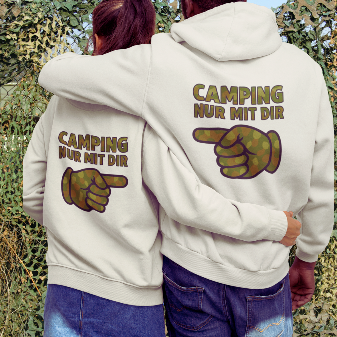 Camping nur mit Dir -Oliv- rechts - Rückendruck | Premium Hoodie unisex