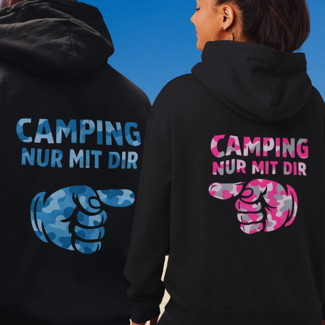 Camping nur mit Dir -camouflage blau | Premium Hoodie unisex
