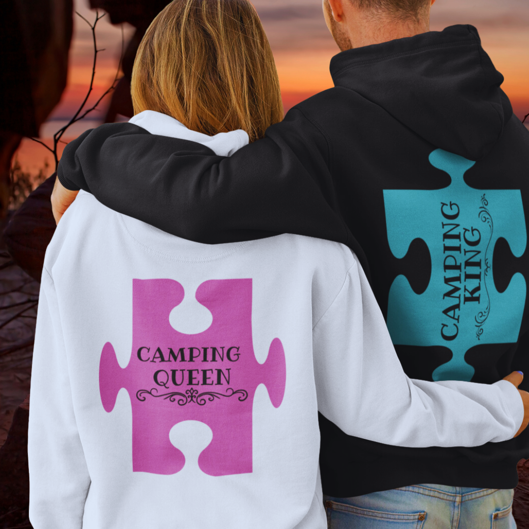 Camping Queen Puzzle Rückendruck | Premium Hoodie unisex