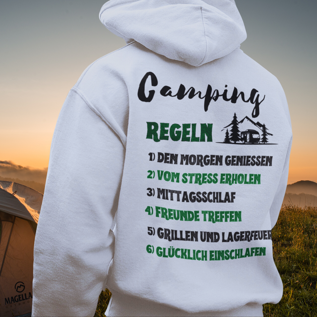 Campingregeln Rückendruck | Premium Hoodie unisex