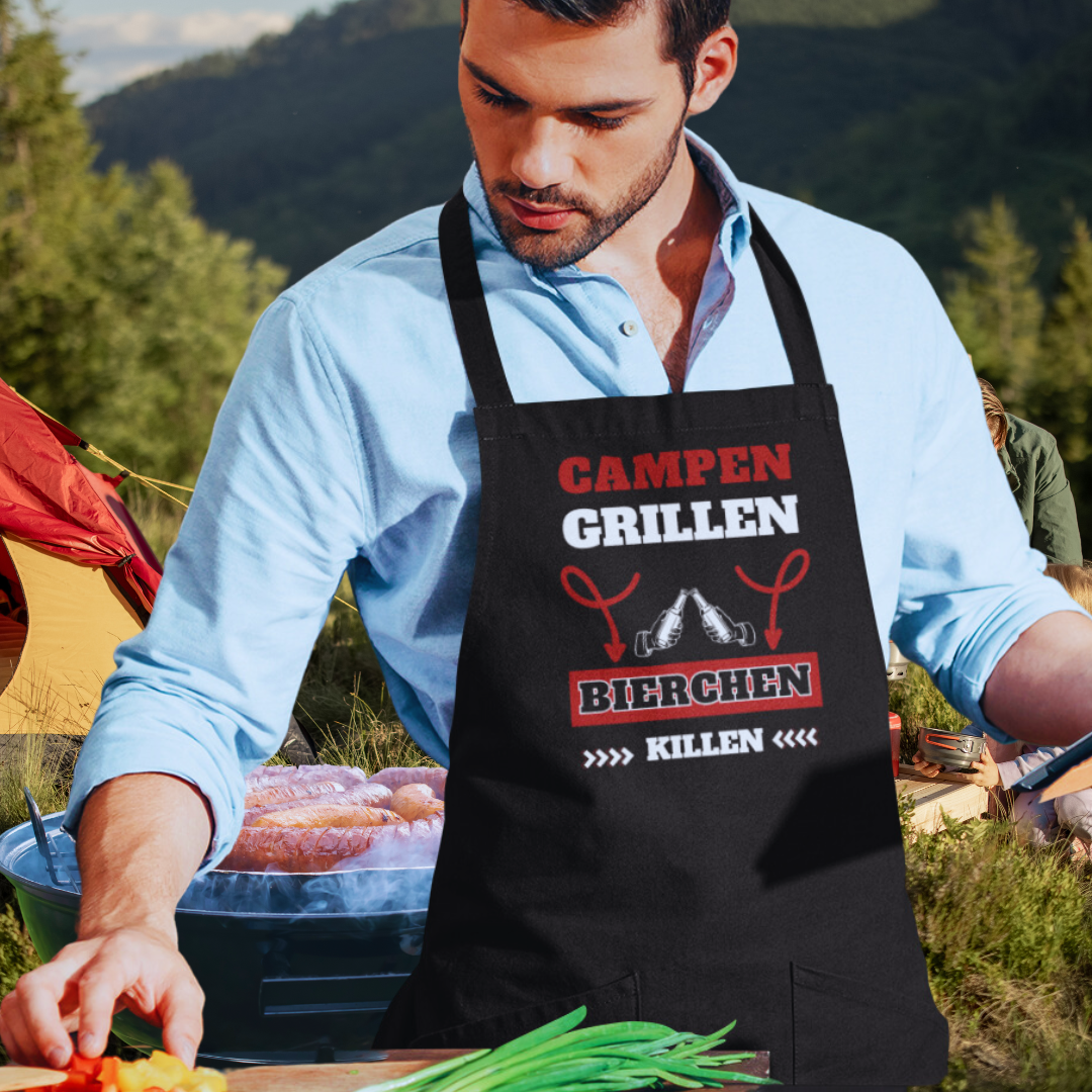 Campen Grillen rot | Latzschürze