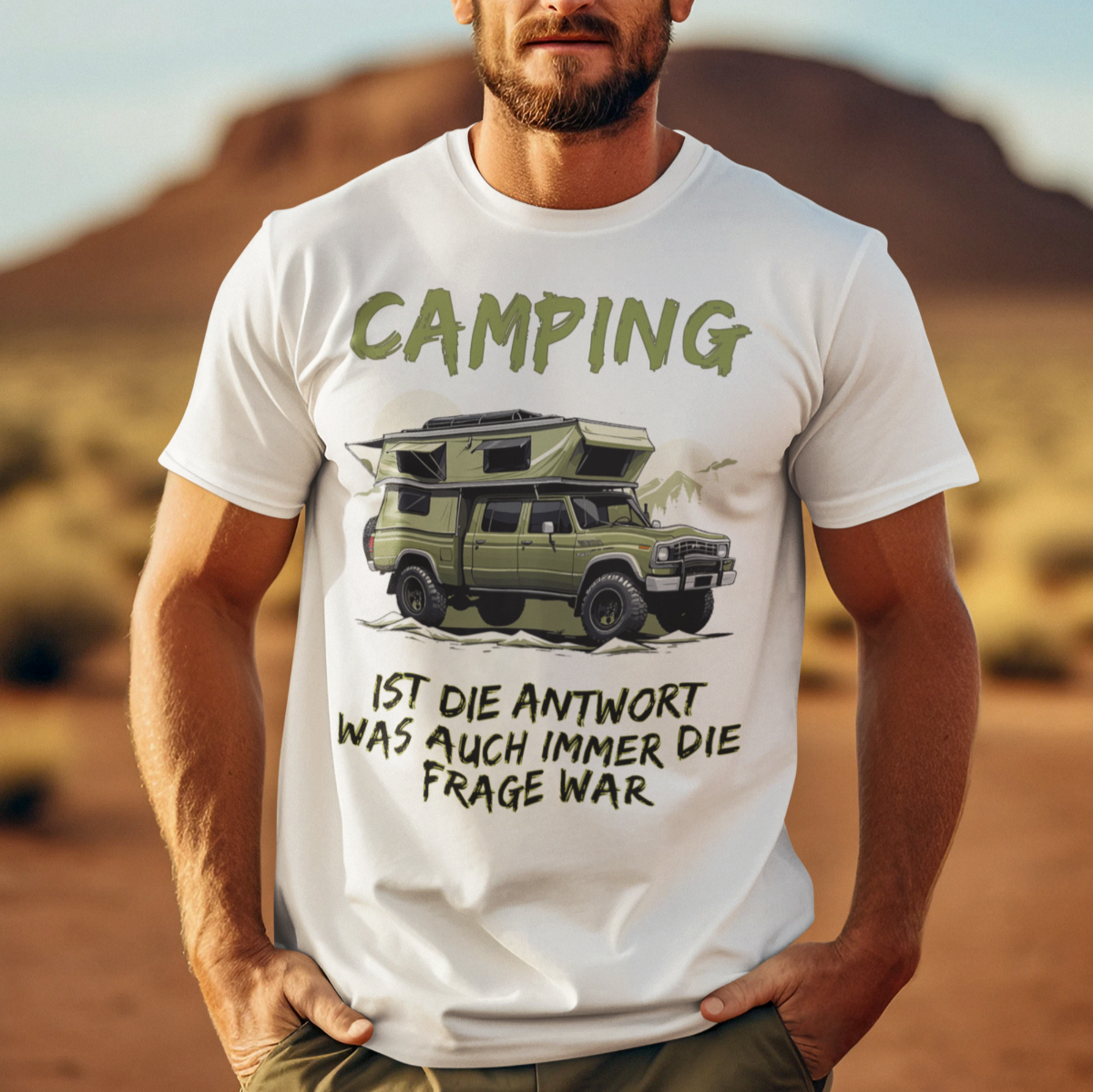 Camping Antwort Rückendruck | Premium Shirt unisex
