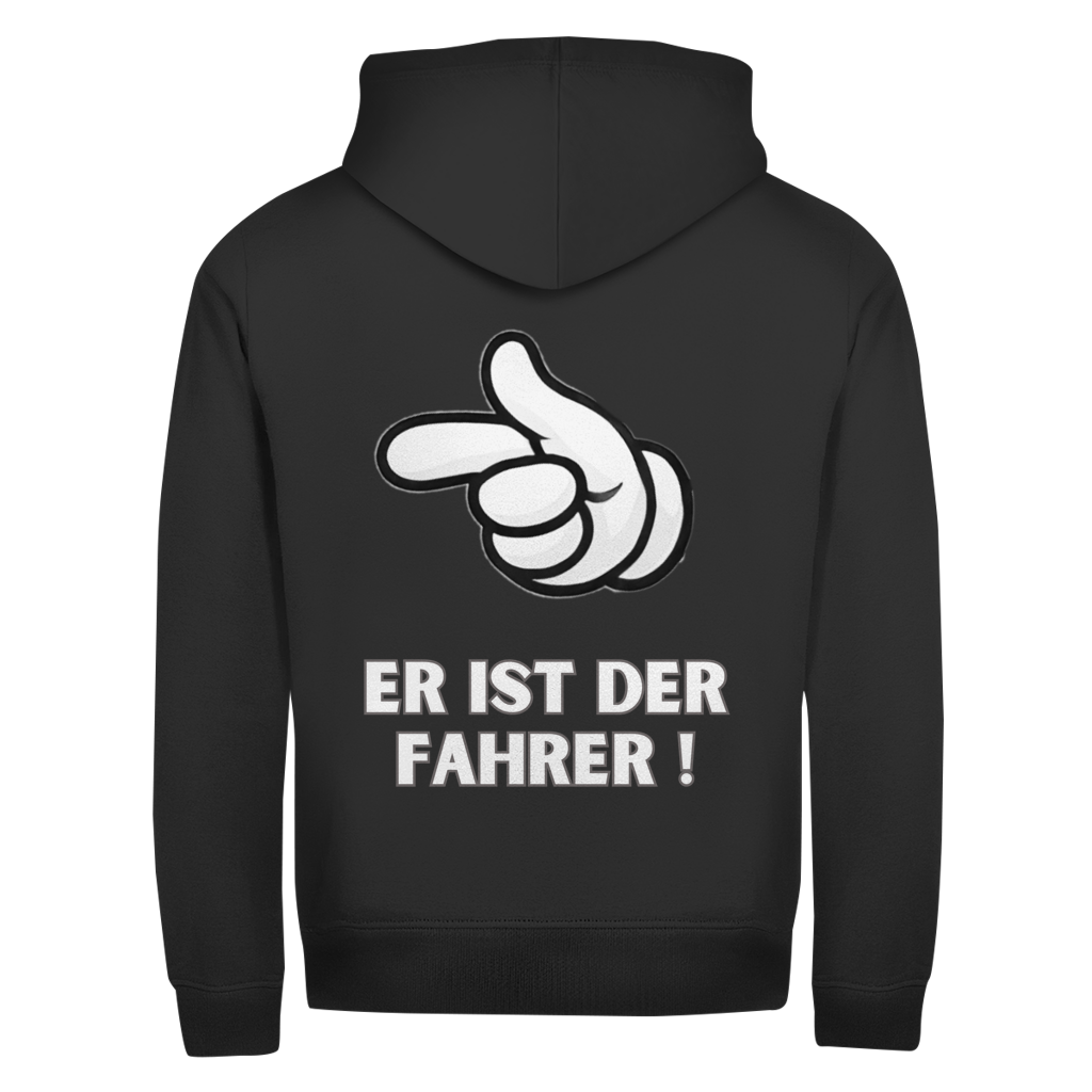 Er ist der Fahrer - Rückendruck || Premium Zipper Hoodie unisex