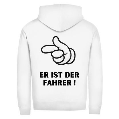 Er ist der Fahrer - Rückendruck || Premium Zipper Hoodie unisex
