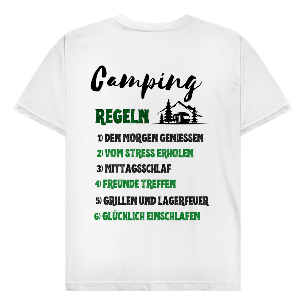 Campingregeln - Rückendruck || Premium Shirt unisex