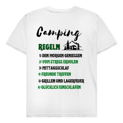 Campingregeln - Rückendruck || Premium Shirt unisex