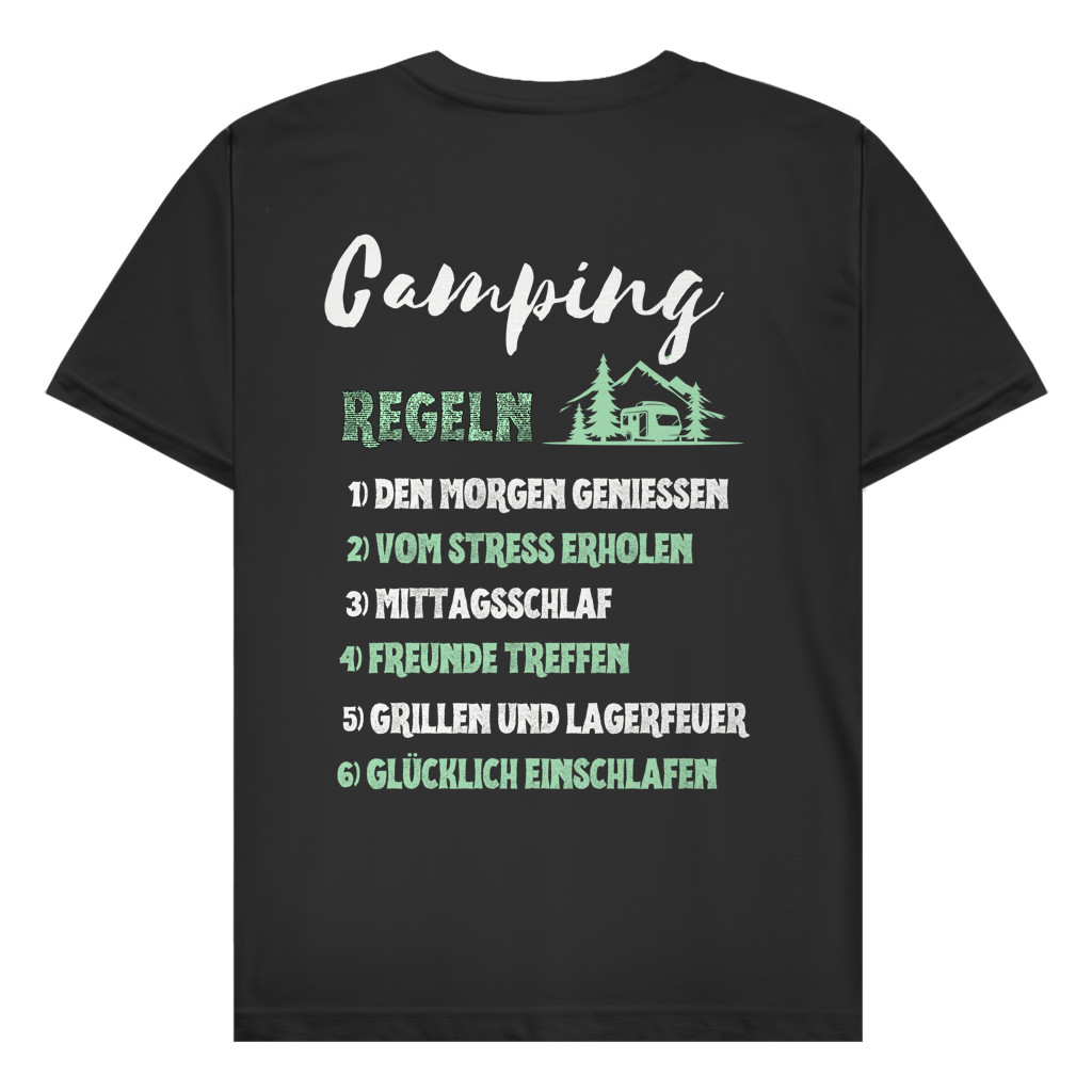 Campingregeln - Rückendruck || Premium Shirt unisex