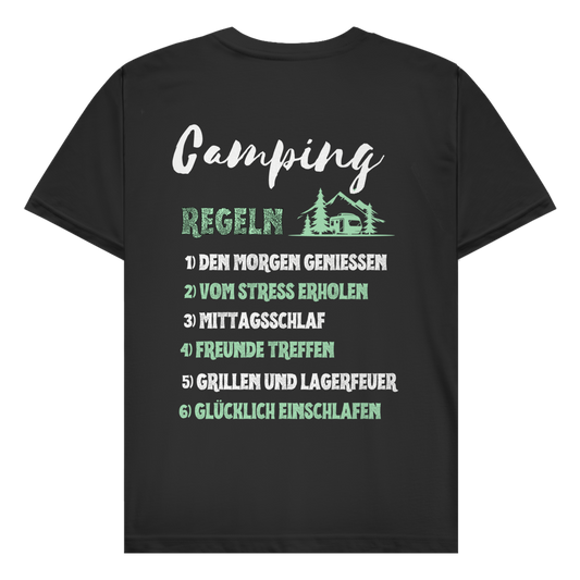 Campingregeln - Rückendruck || Premium Shirt unisex