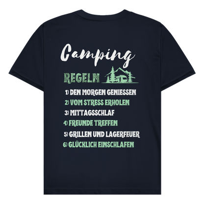 Campingregeln - Rückendruck || Premium Shirt unisex