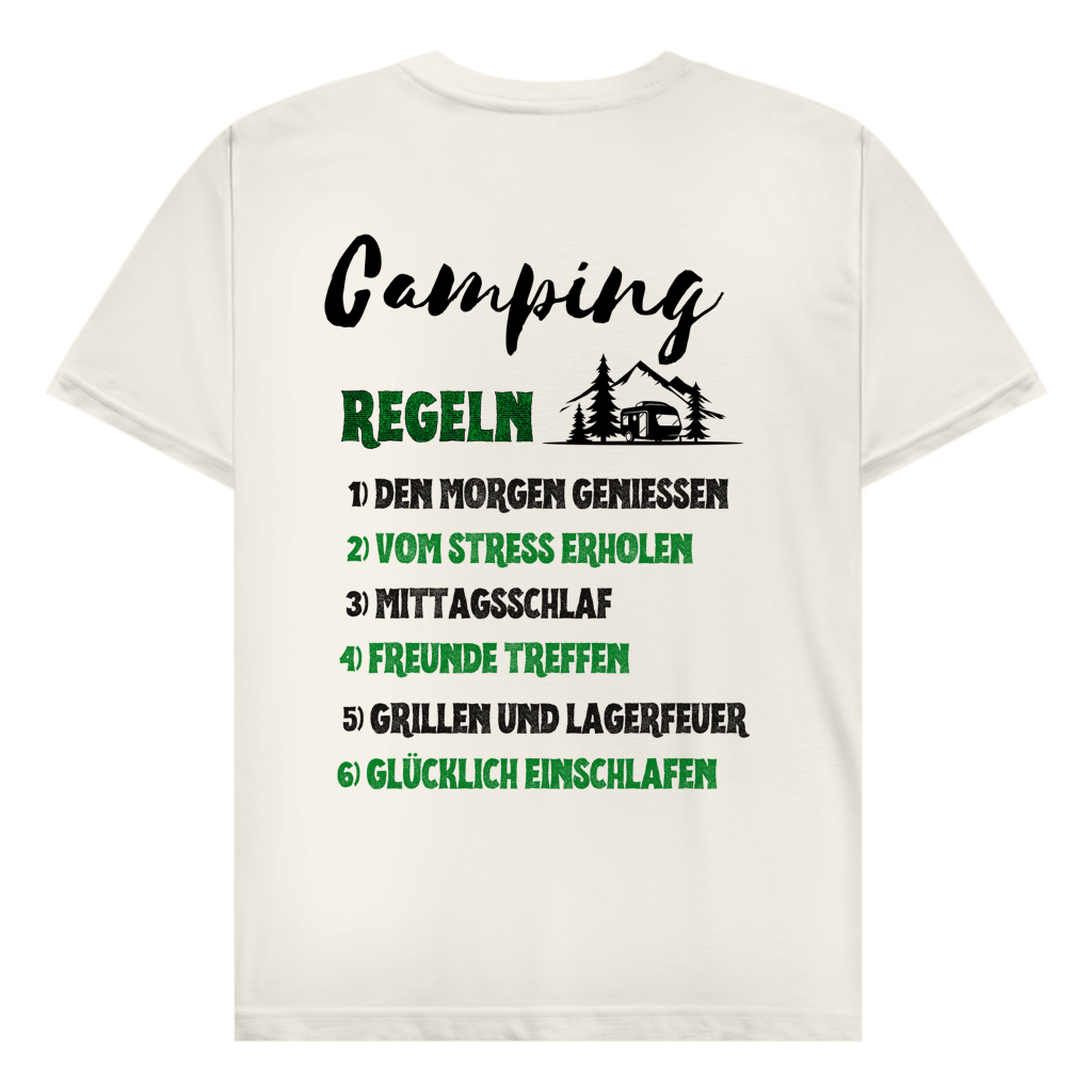 Campingregeln - Rückendruck || Premium Shirt unisex