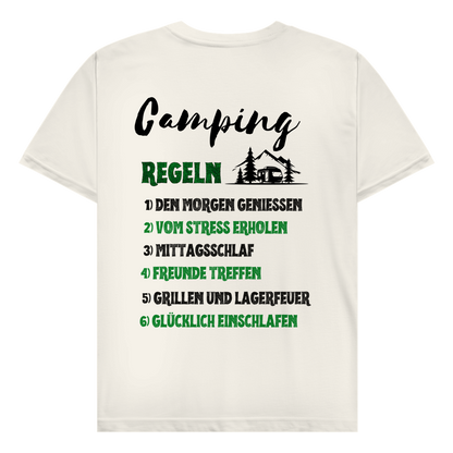 Campingregeln - Rückendruck || Premium Shirt unisex
