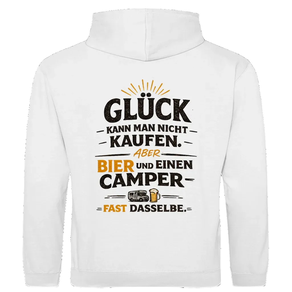Camping, Bier & Glück - Rückendruck | Premium Hoodie unisex