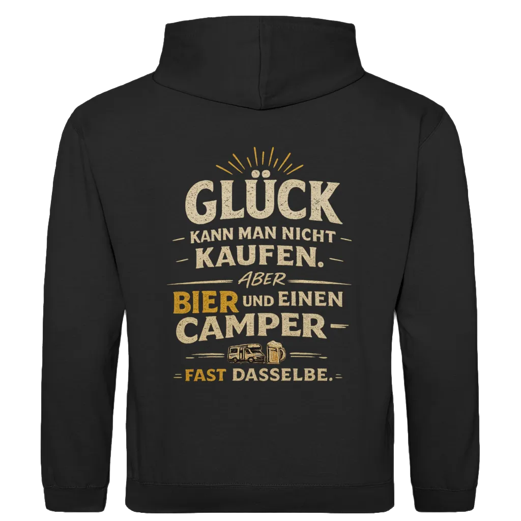 Camping, Bier & Glück - Rückendruck | Premium Hoodie unisex