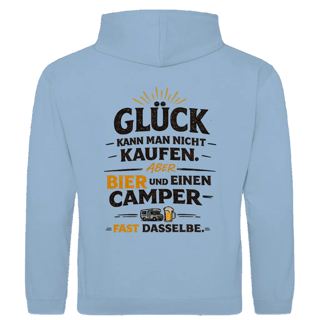 Camping, Bier & Glück - Rückendruck | Premium Hoodie unisex