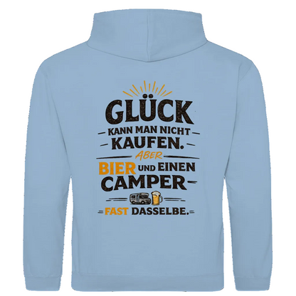 Camping, Bier & Glück - Rückendruck | Premium Hoodie unisex