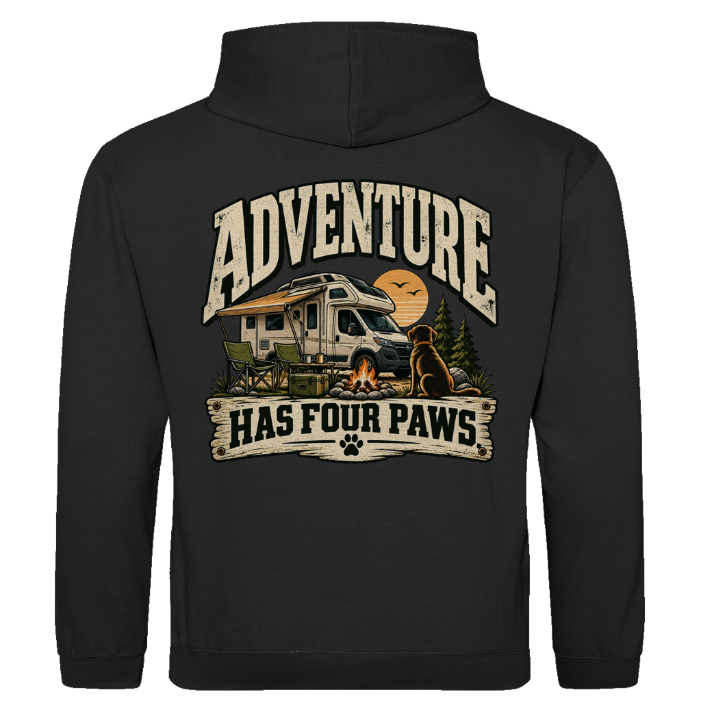 ADVENTURE HAS FOUR PAWS WoMo - Rückendruck | Premium Hoodie unisex