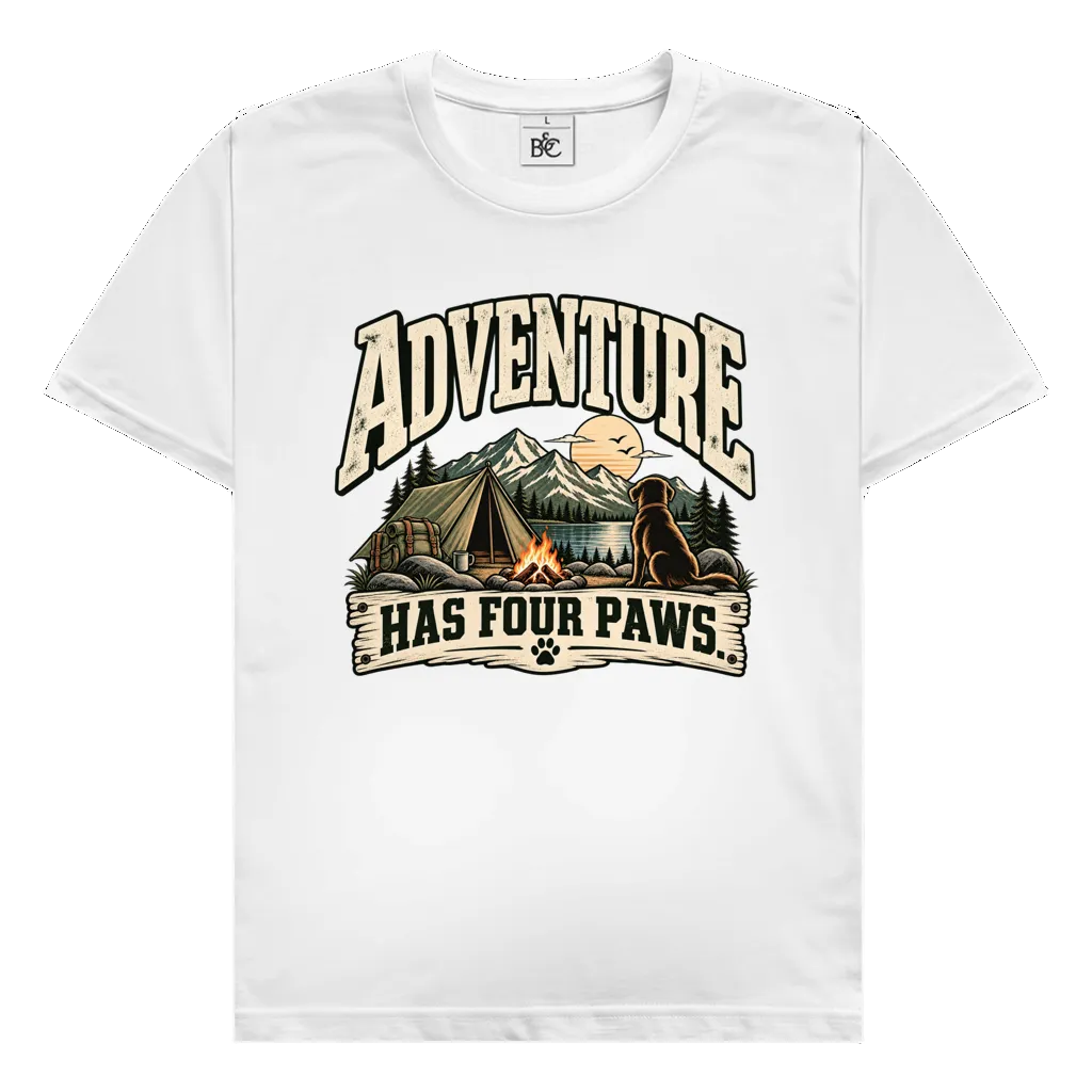 ADVENTURE HAS FOUR PAWS (Zelt) |Premium T-Shirt unisex