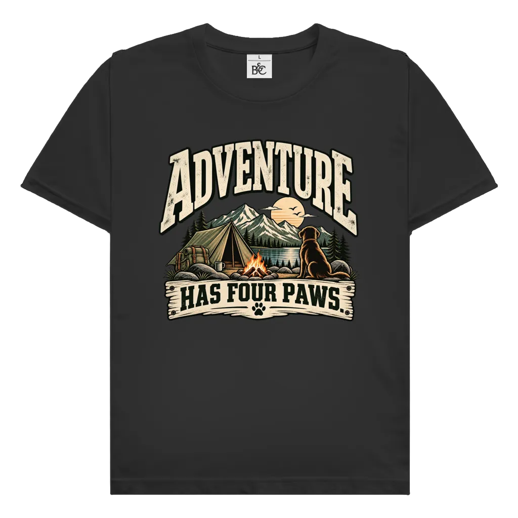 ADVENTURE HAS FOUR PAWS (Zelt) |Premium T-Shirt unisex