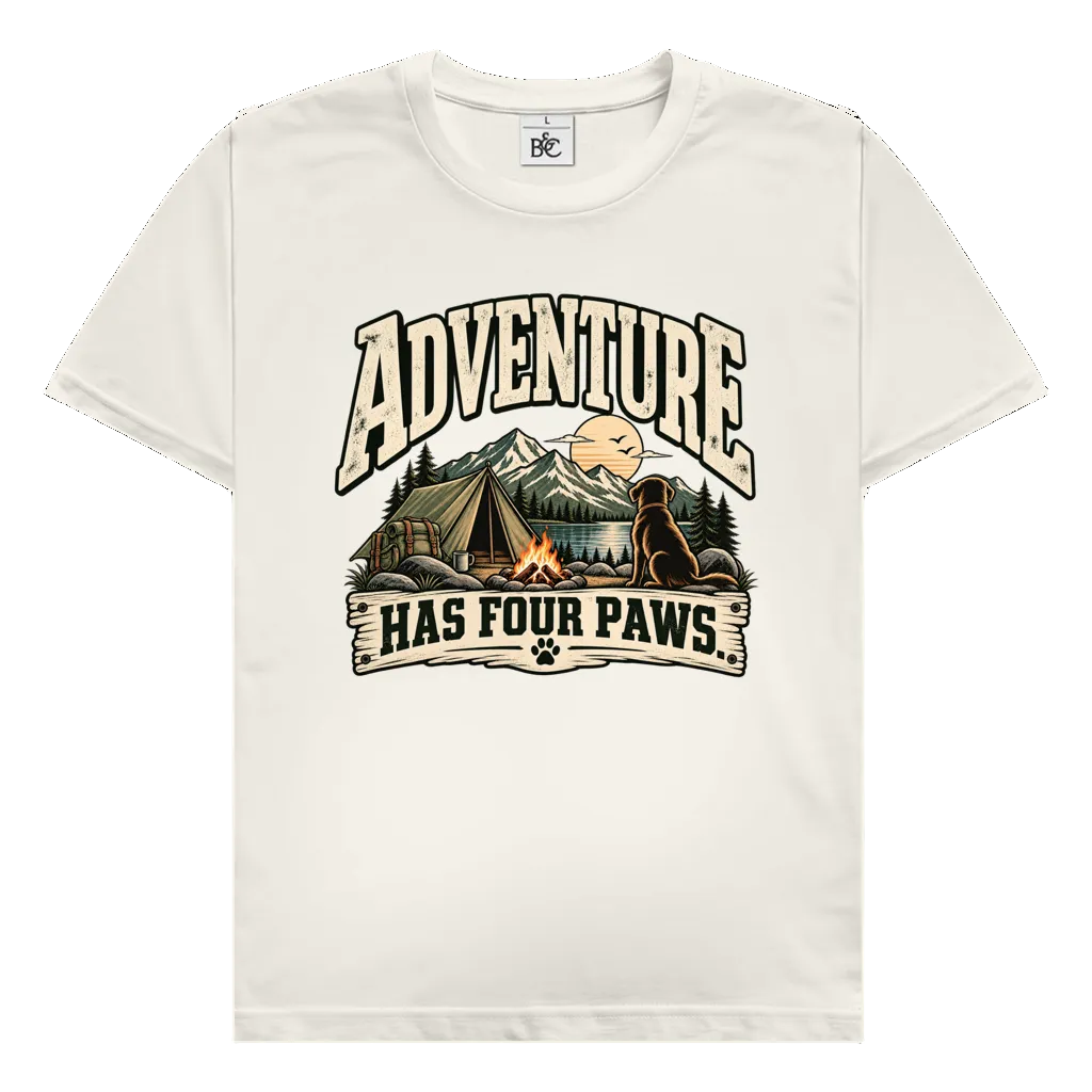 ADVENTURE HAS FOUR PAWS (Zelt) |Premium T-Shirt unisex