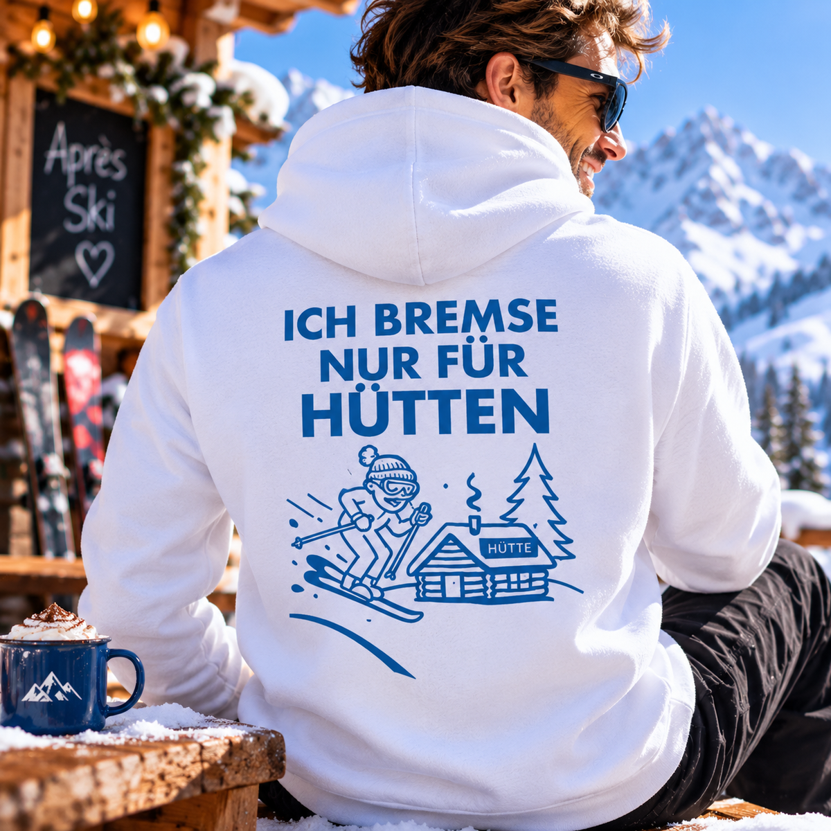 Ich bremse nur für Hütten 2.0 - Rückendruck | Premium Hoodie