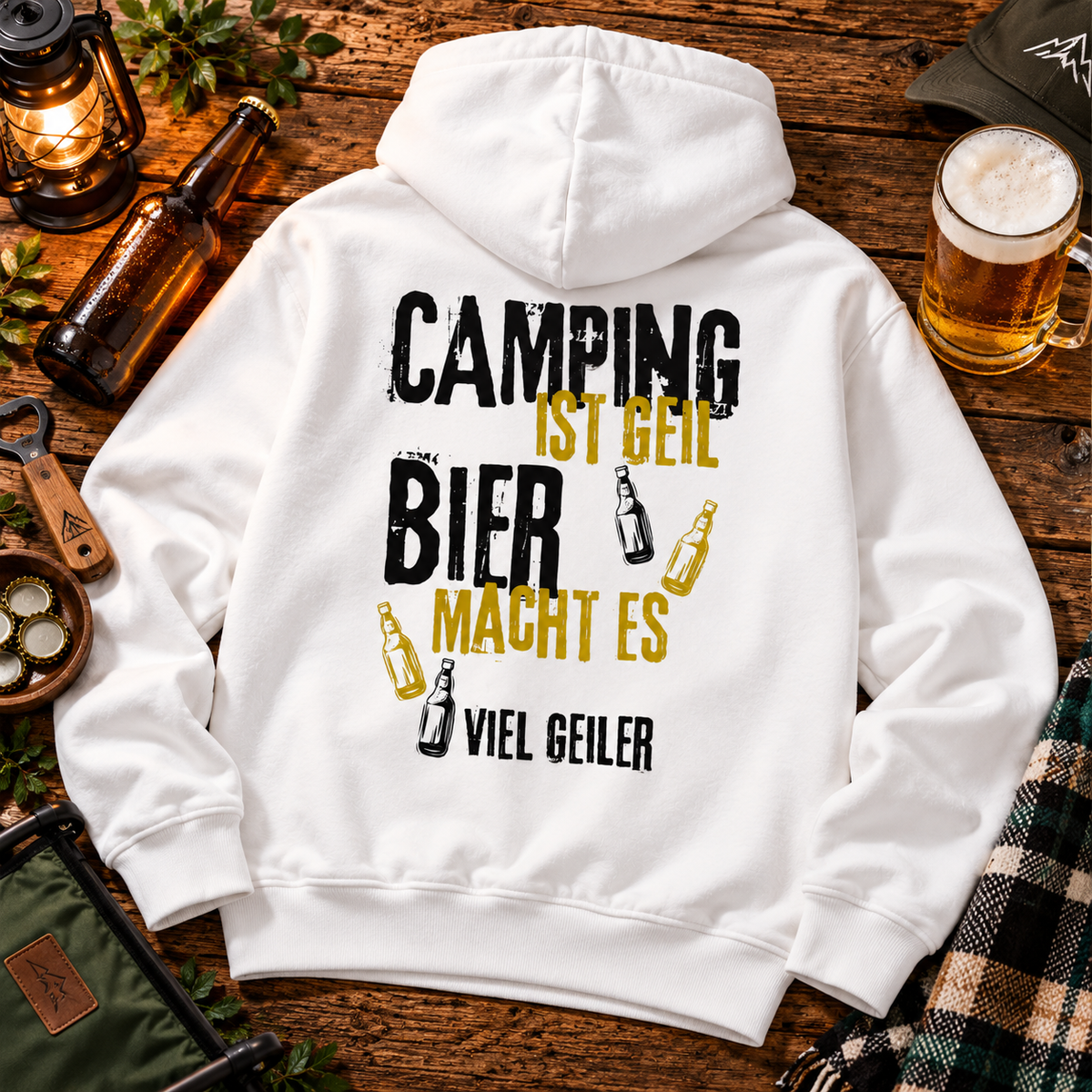 Camping ist geil  Rückendruck | Premium Hoodie Unisex