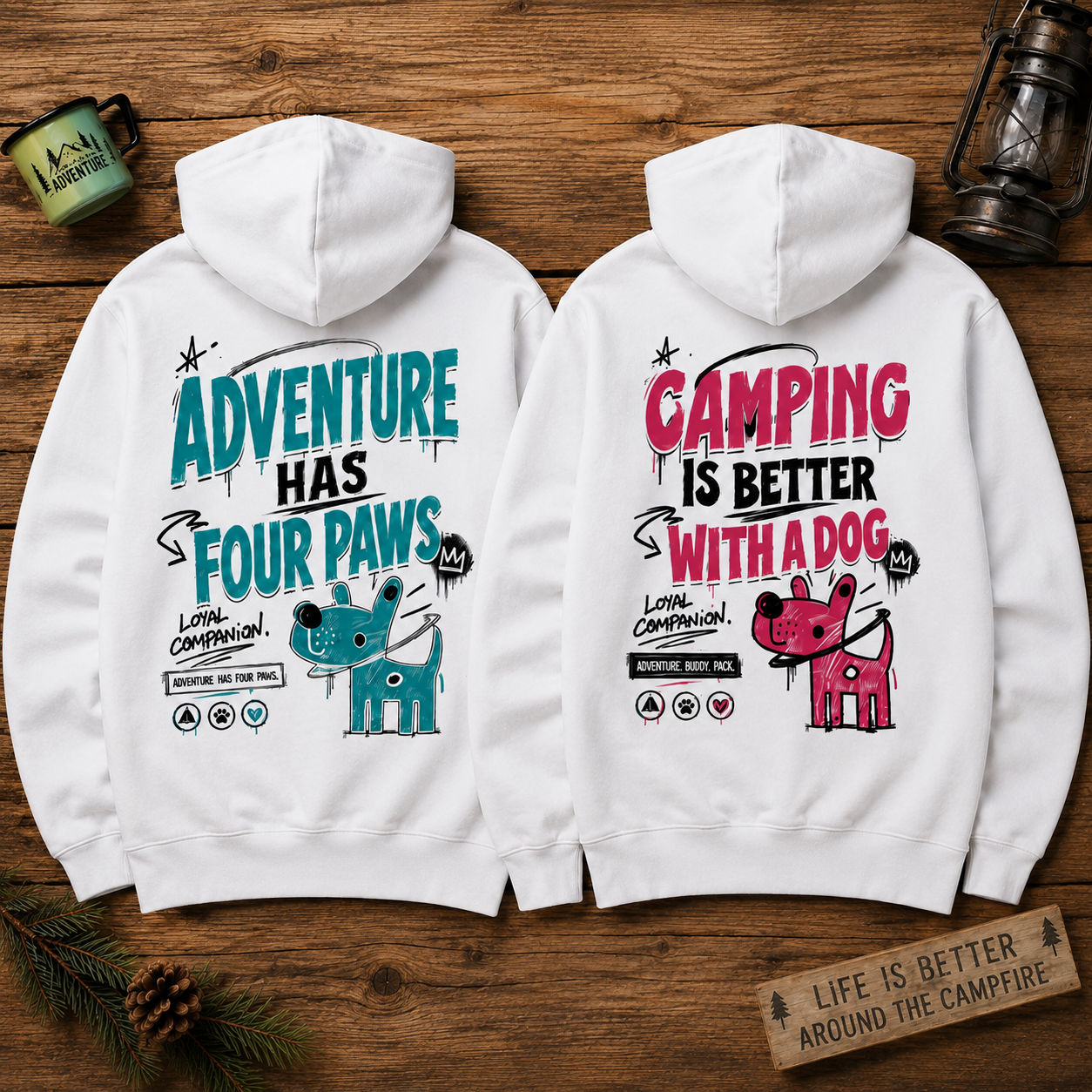 WITH A DOG - Rückendruck | Premium Hoodie unisex
