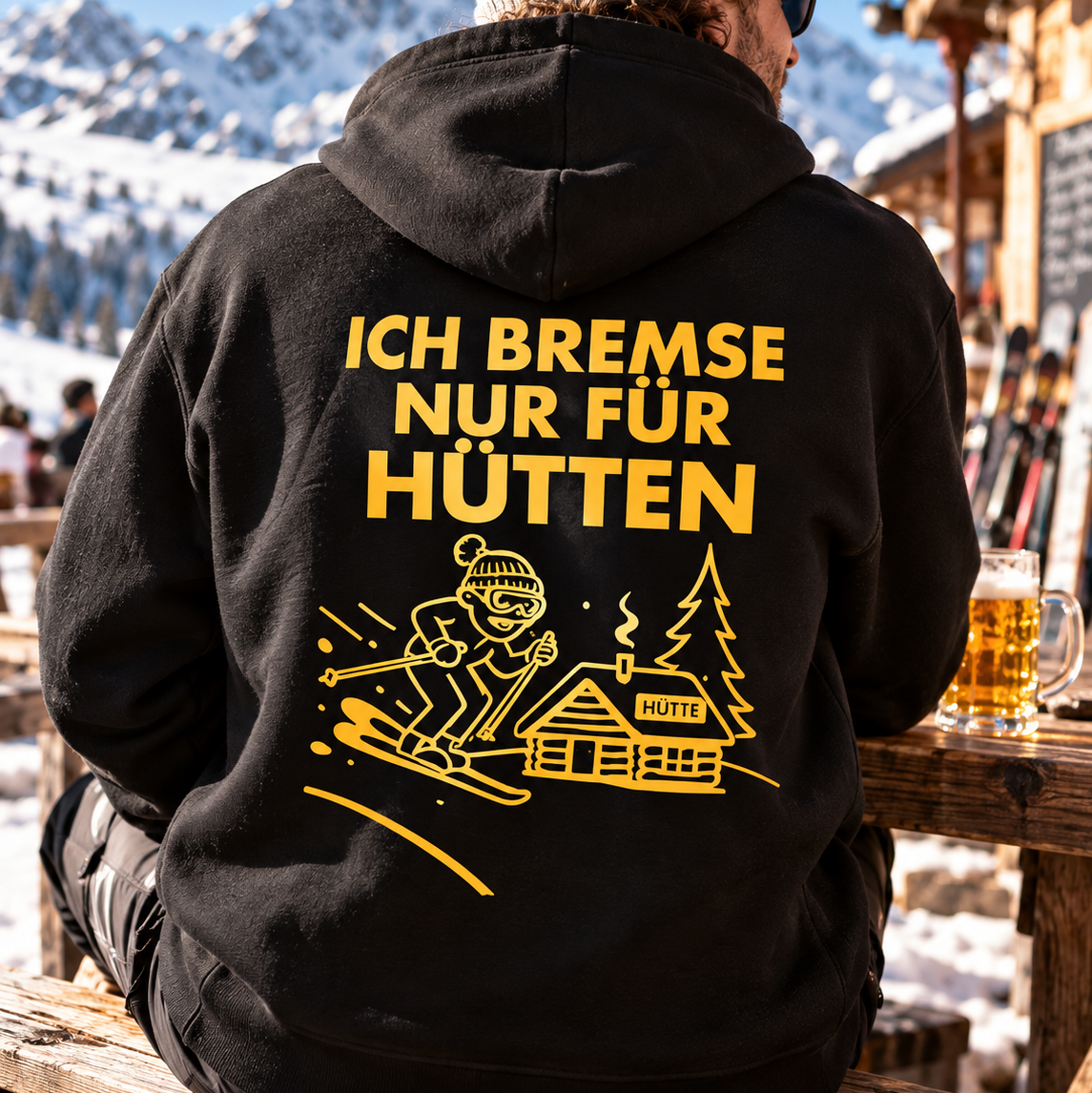 Ich bremse nur für Hütten 2.0 - Rückendruck | Premium Hoodie