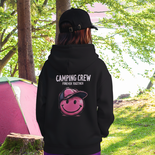 Camping Smilie rosa - Rückendruck | Hoodie Kids