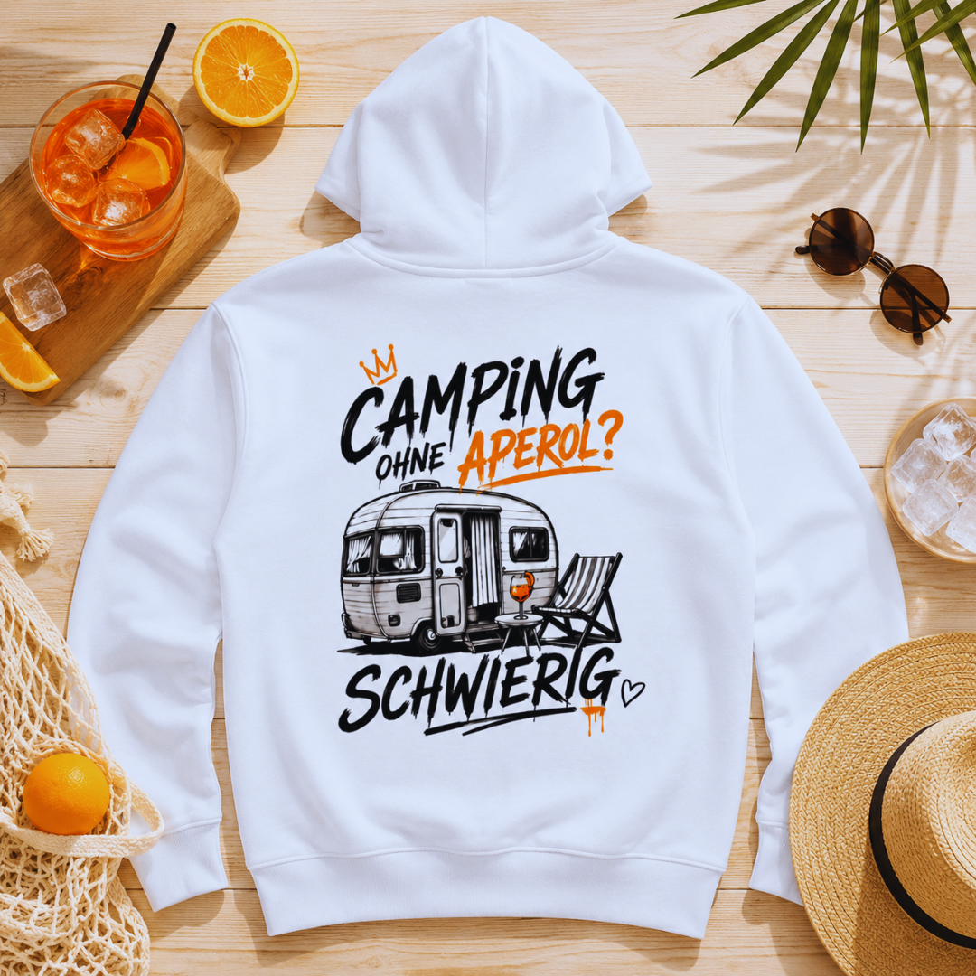Camping ohne Aperol - Rückendruck |  Premium Hoodie unisex