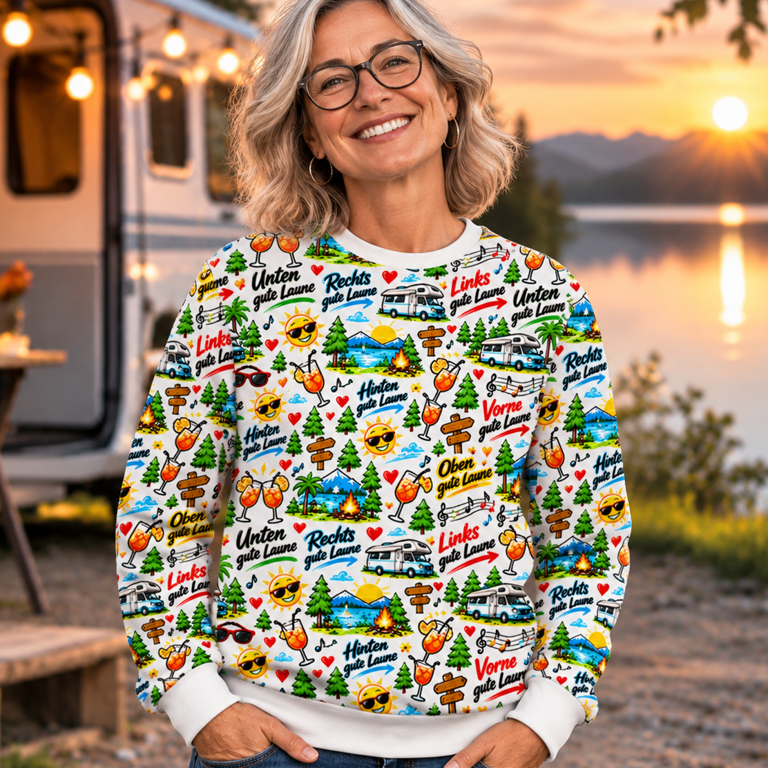 Gute Laune Camping | Alloverprint Sweatshirt unisex