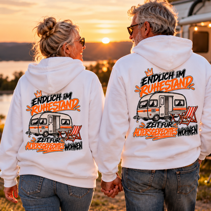 Endlich im Ruhestand - Rückendruck |  Premium Hoodie unisex