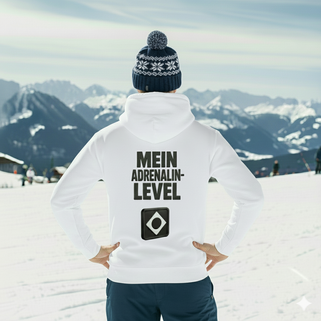 Mein Adrenalin Level- Schwarze Piste - Rückendruck | Premium Hoodie