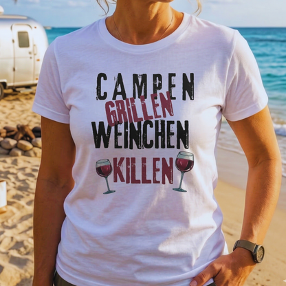 Campen Grillen Weinchen Killen 26 |  Premium T-Shirt