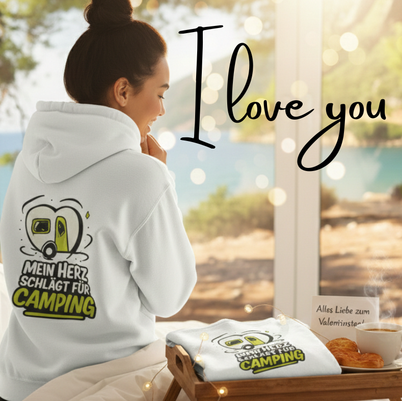 Mein Herz schlägt für Camping WoWa-Rückendruck |  Premium Hoodie unisex