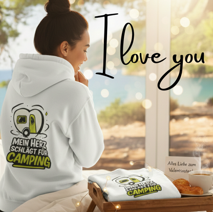Mein Herz schlägt für Camping WoWa-Rückendruck |  Premium Hoodie unisex