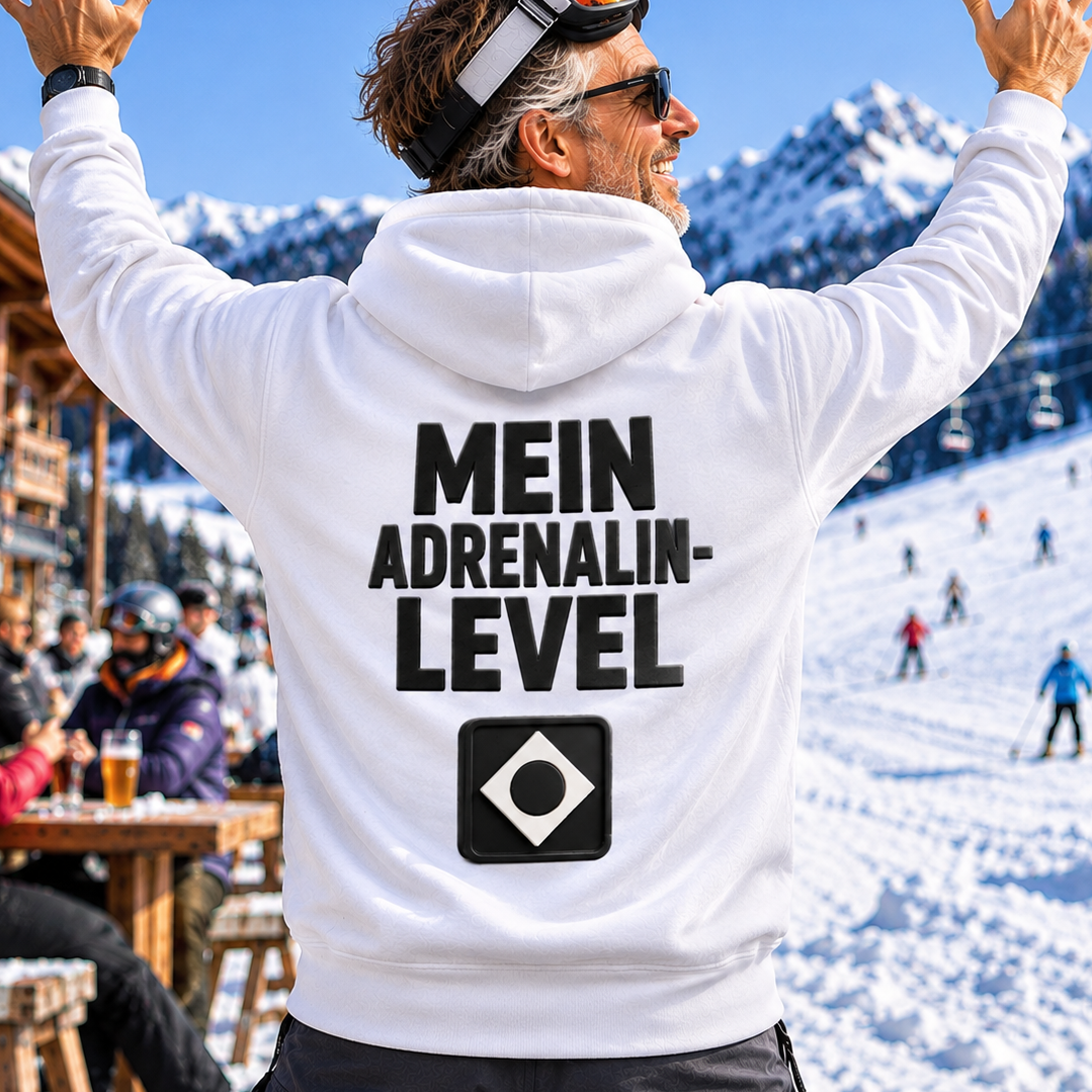 Mein Adrenalin Level- Schwarze Piste - Rückendruck | Premium Hoodie