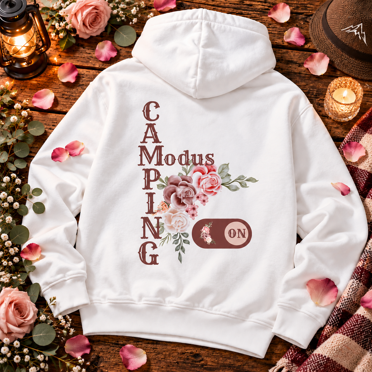 Campingmodus Rose Rückendruck | Premium Hoodie unisex