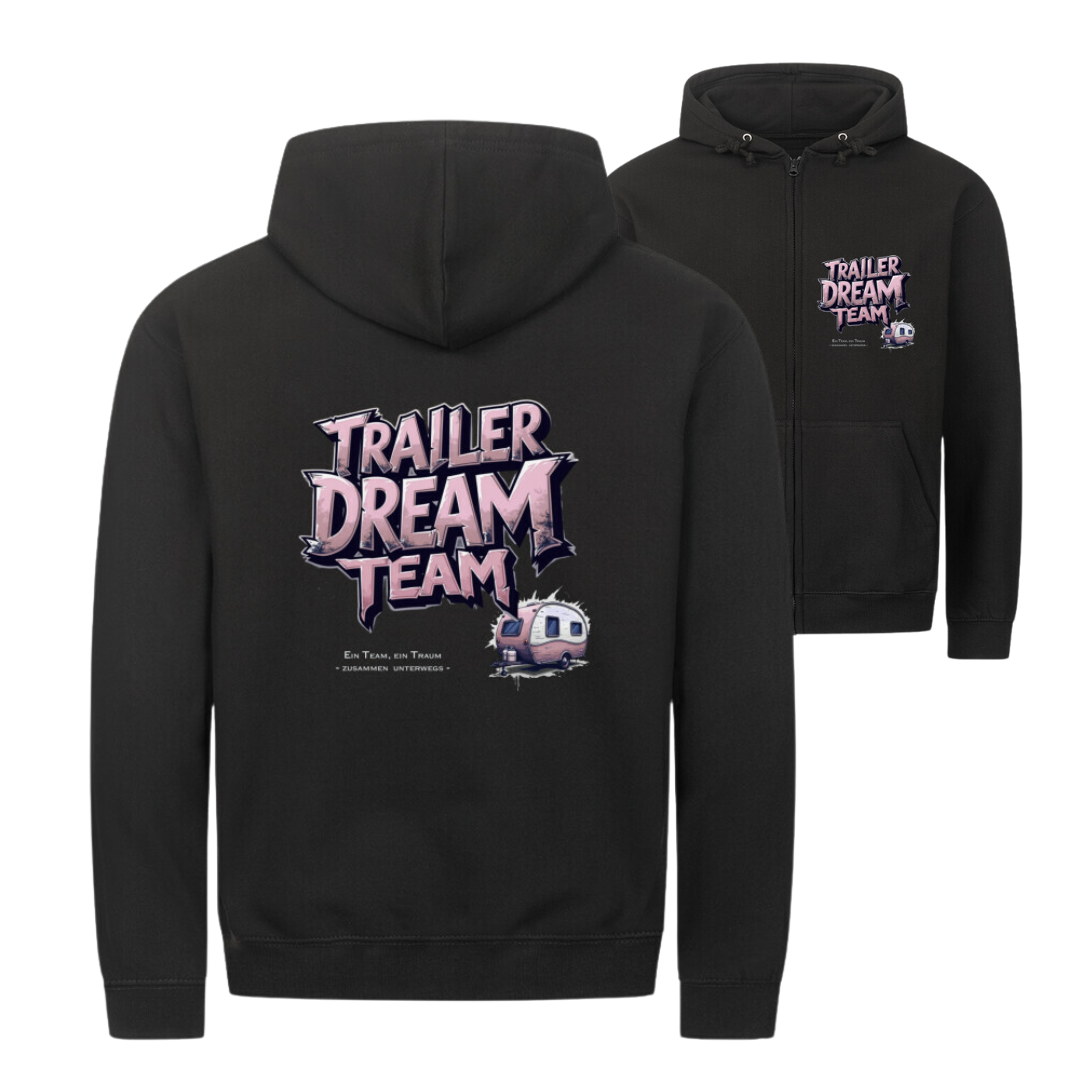Trailer Dream Team rosa - beidseitiger Druck |  Zipper Hoodie Unisex