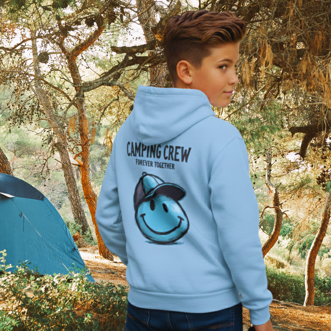 Smilie blau - Rückendruck | Hoodie Kids